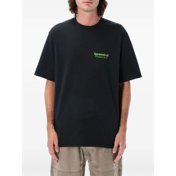 グラミチ メンズ ティーシャツ トップス Logo-print t-shirt Black