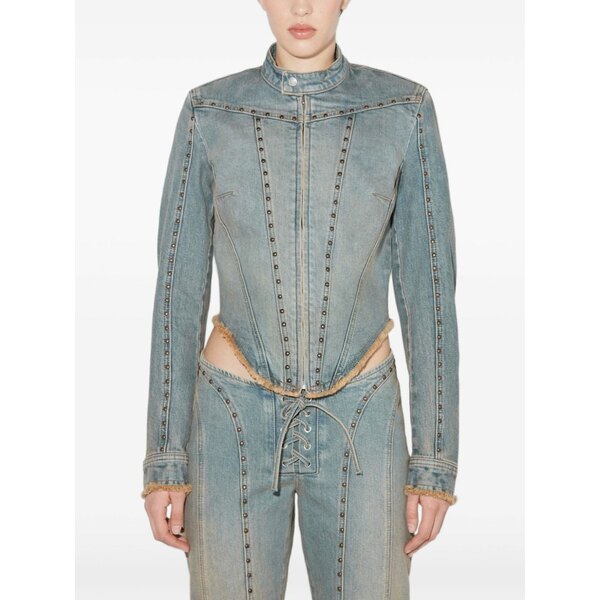 ミスビヘイブ レディース 上衣＆上衣 アウター Sunset stud-embellished denim jacket Blue