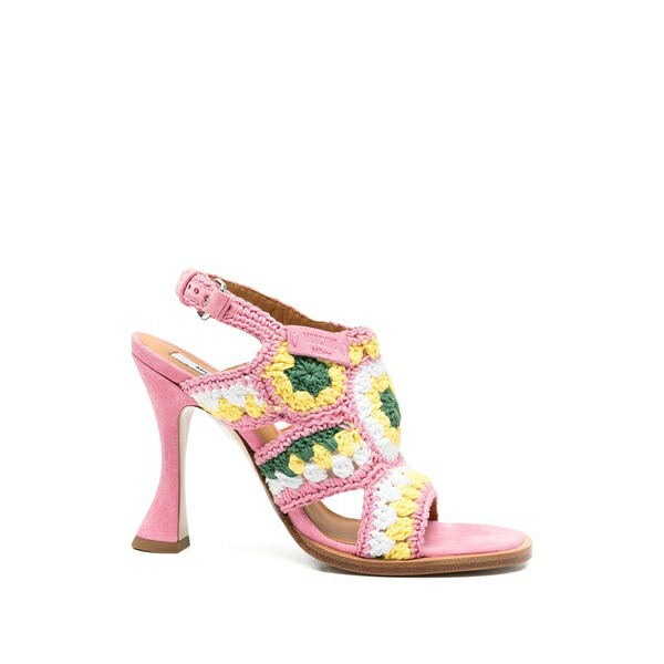 モスキーノ レディース サンダル シューズ Crochet-knit heeled sandals Pink