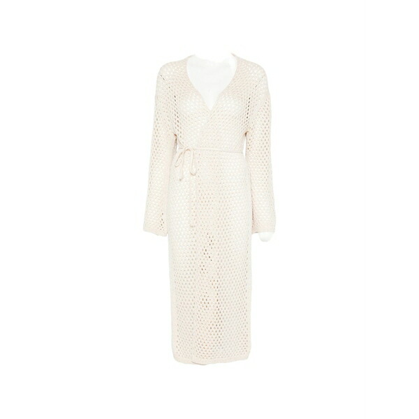 エーケプ レディース 厚地の外套 アウター Sequin-embellished open-knit coat Neutrals