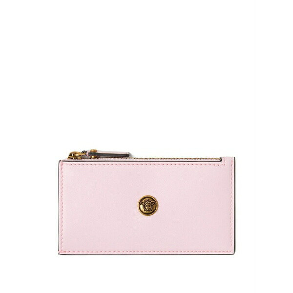 ヴェルサーチ レディース 銭入れ 添え物 Embl￡¨me leather zip zard holder Pink