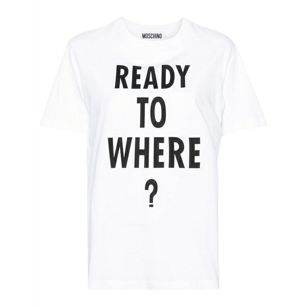 モスキーノ レディース ティーシャツ トップス Text-print organic cotton t-shirt White