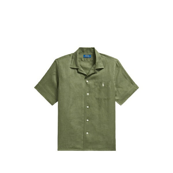 ラルフローレン メンズ プルオーバー トップス Short-sleeve pocket linen shirt Green