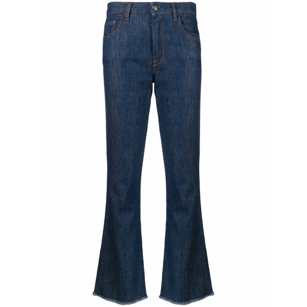 フェイ レディース 心地よいズボン下 ボトムス Mid-rise straight-leg cropped jeans Blue