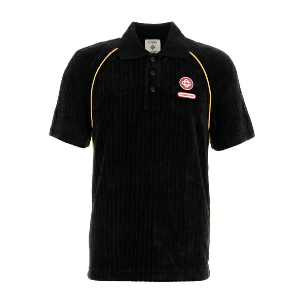 カサブランカ メンズ スポーツシャツ トップス Corduroy piping polo shirt Black