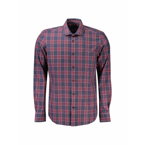 北の方大売り出し メンズ プルオーバー トップス Plaid-pattern long-sleeve cotton shirt Blue