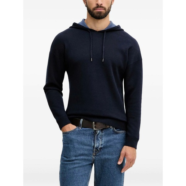 ベネトン  メンズ パーカー・スウェットシャツ アウター Knitted hoodie Blue