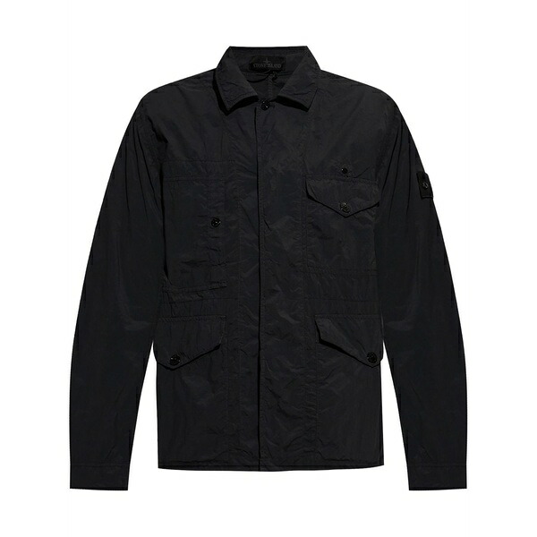 ストーンアイランド メンズ 上衣＆上衣 アウター Creased multi-pocket shirt jacket  Black