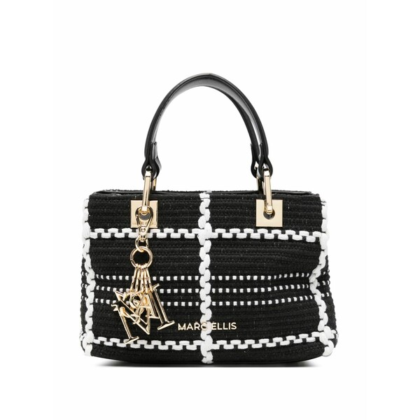 マークエリス レディース トートバッグ 御徒面子 Krissy check-pattern logo-charm tote bag Black