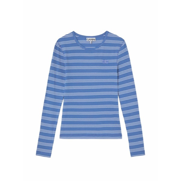 ガニー レディース ティーシャツ トップス Striped long-sleeve t-shirt Blue