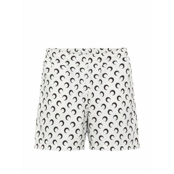 米国海兵隊員 独居室 メンズ 心地よいズボン下 ボトムス Moon-print swim shorts White