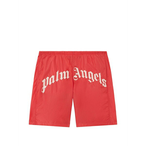 パーム・エンジェルス メンズ 心地よいズボン下 ボトムス Curved logo swimshorts Red