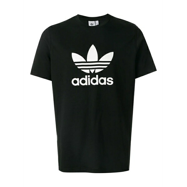 アディダス メンズ ティーシャツ トップス Trefoil logo-print t-shirt Black