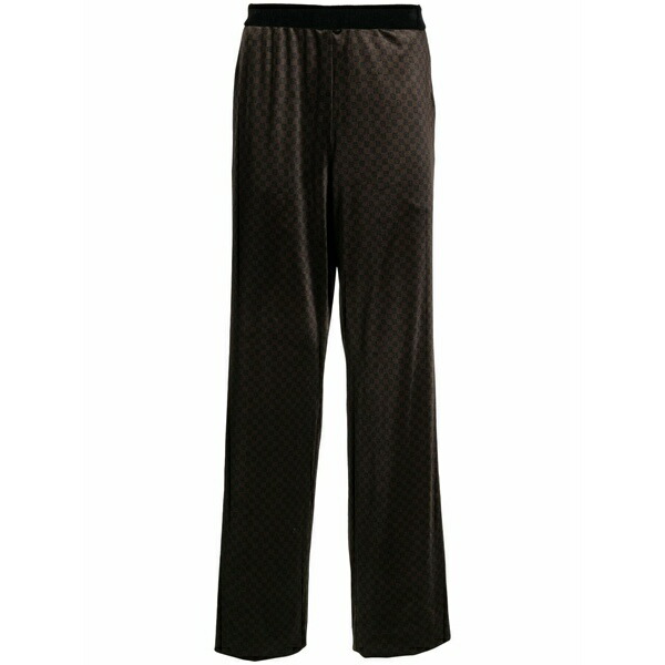 バルマン メンズ 心地よいズボン下 ボトムス Monogram-jacquard straight-leg trousers Brown