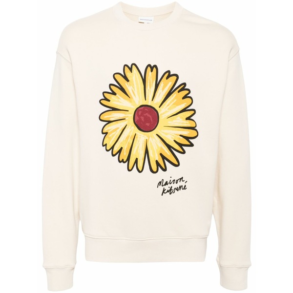 住み家 稲荷 メンズ パーカー・スウェットシャツ アウター Sunflower motif long sleeve sweater Neutrals