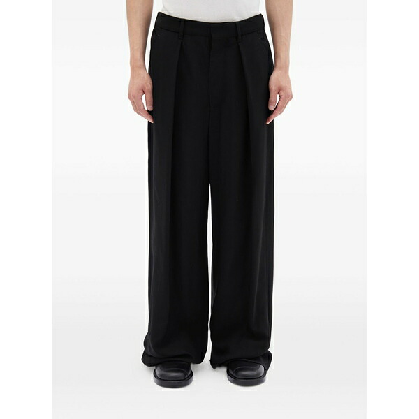 アン ドゥムルメステール メンズ 心地よいズボン下 ボトムス Botel pleated trousers Black
