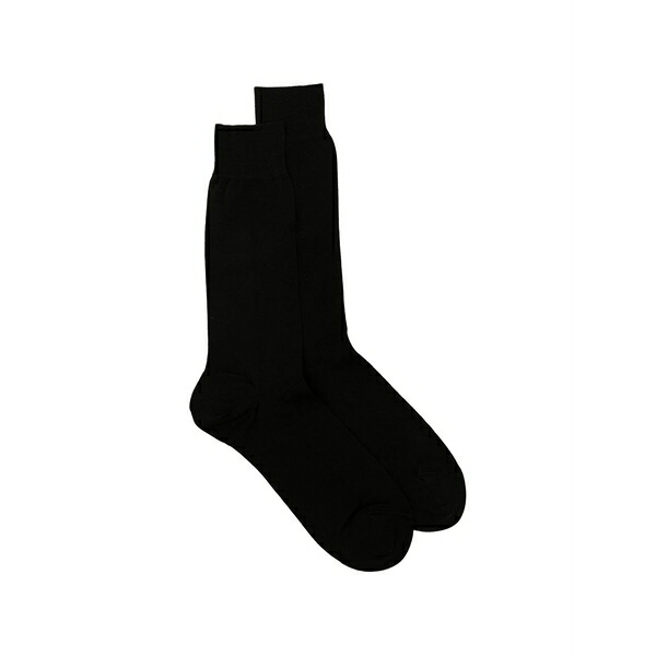 ゼニア メンズ 靴下 アンダーウェア Ribbed-knit socks Black｜asty
