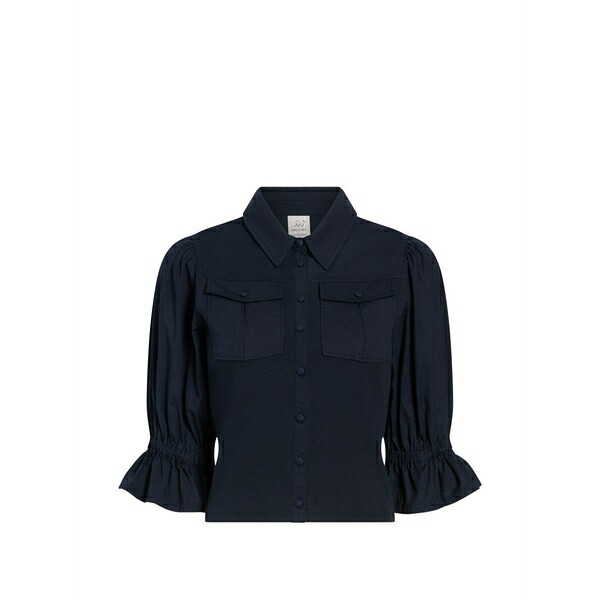 サンクアセプト レディース プルオーバー トップス Lyric ruffled pocket shirt Blue