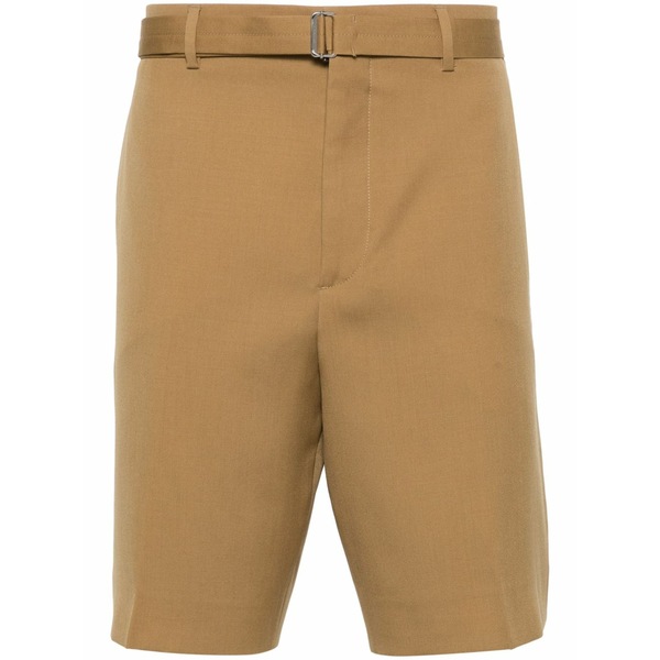 ランバン メンズ 心地よいズボン下 ボトムス Pressed crease wool shorts Brown