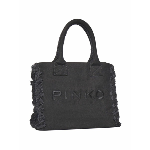 ピンコ レディース トートバッグ 御徒面子 Medium love frayed-edge logo-embroidered tote bag Brown