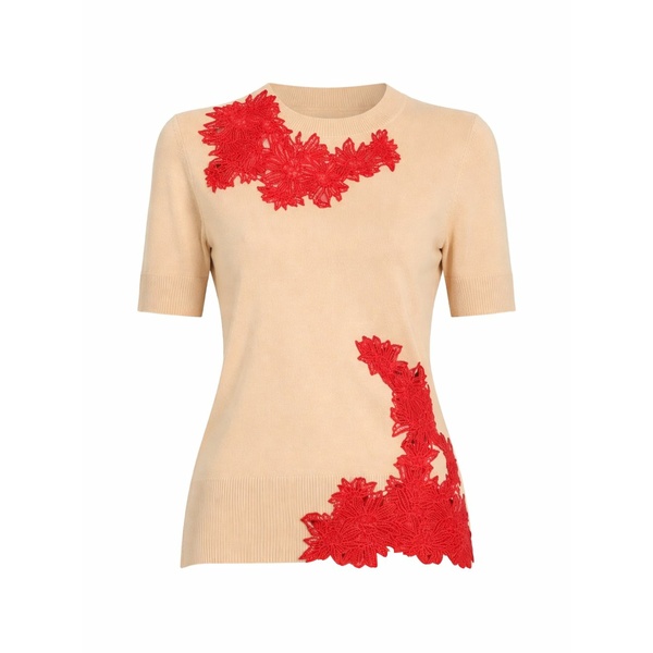 エルマンノ シェルヴィーノ レディース 編み物\u0026プルオーバー アウター Maglieria floral-appliqu￡ knitted top Neutrals