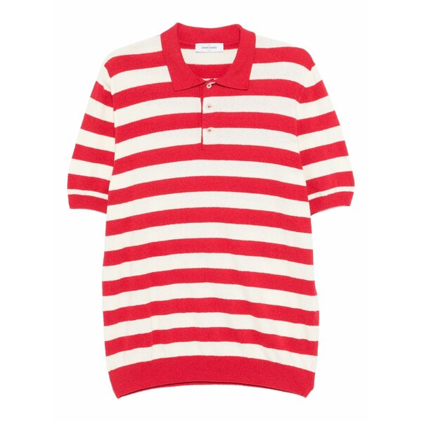 グランサッソ メンズ スポーツシャツ トップス Striped polo shirt Red