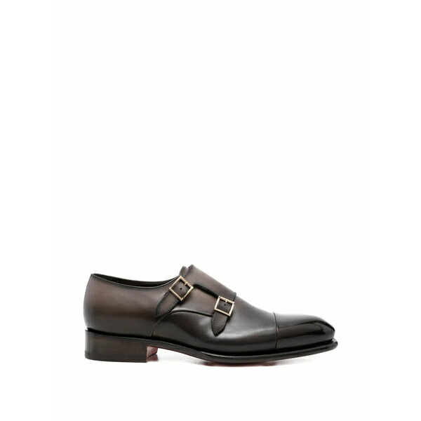 サントーニ メンズ 御召しものシューズ シューズ Buckle-fastening leather monk shoes Grey