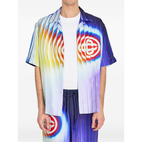 カサブランカ メンズ プルオーバー トップス Shockwave silk shirt Blue