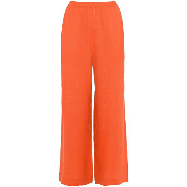 エレス レディース 心地よいズボン下 ボトムス Select wide-leg linen trousers Orange