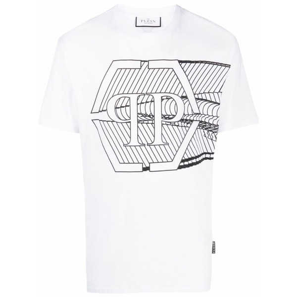 フィリップ飾り気のない メンズ ティーシャツ トップス Skull\u0026bones short-sleeved t-shirt  White