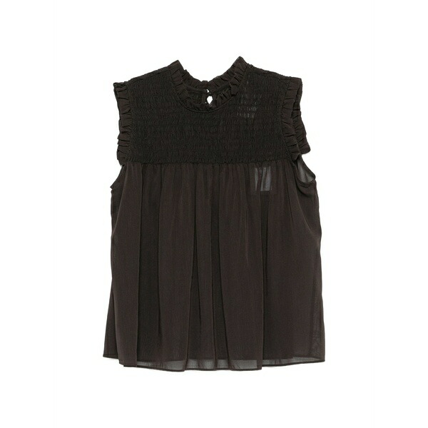 ピンコ レディース ティーシャツ トップス Ariccia smocked ruffled top Brown