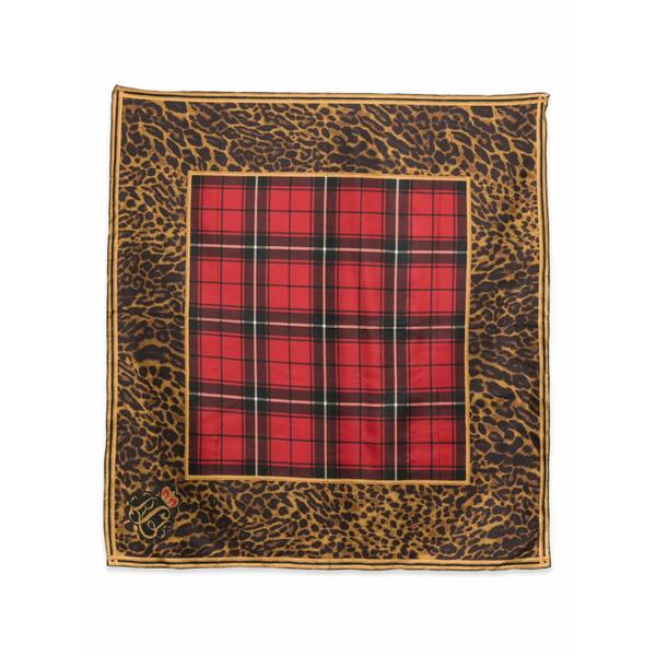 ラルフローレン レディース 消音装置・袈裟・えり巻き 添え物 Leopard-print tartan-print scarf Red