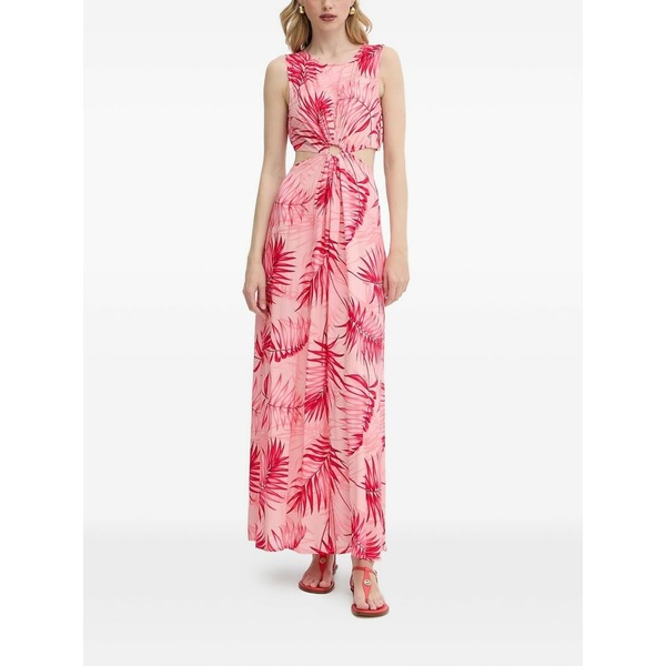 リュージョー レディース 衣裳 トップス Cut-out leaf-print maxi dress Pink