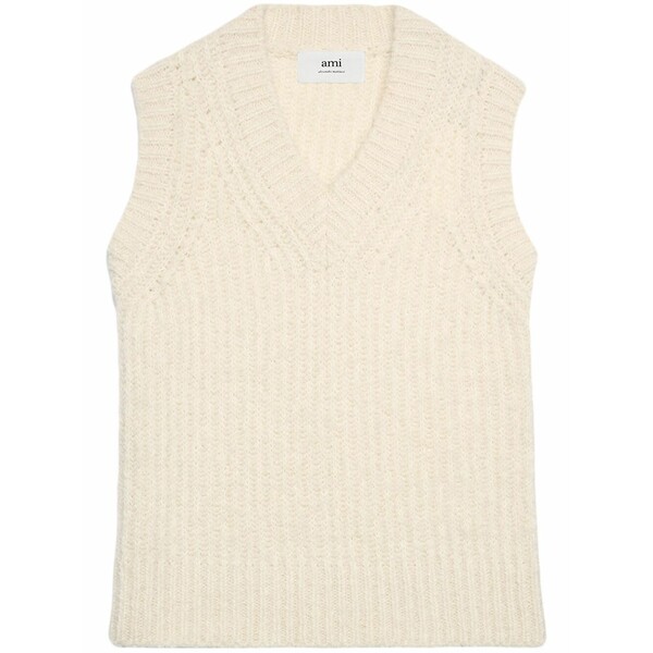 意中の女 メンズ 編み物\u0026プルオーバー アウター Ribbed v-neck vest Neutrals