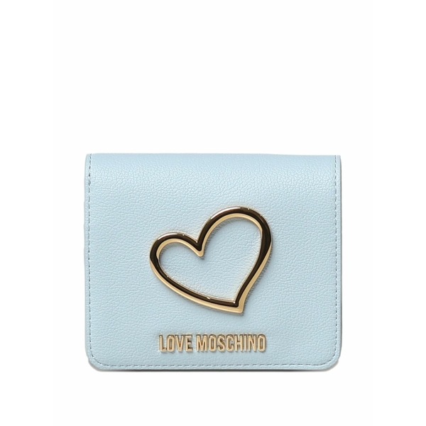 優しいこと モスキーノ レディース 札入れ 佩び物 Heart-plaque logo-lettering wallet Blue