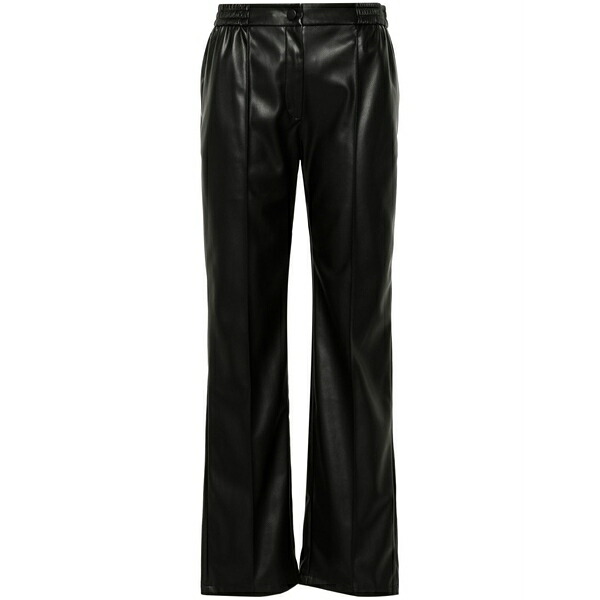 ツイン書き割り レディース 心地よいズボン下 ボトムス Oval t-plaque faux-leather trousers Black