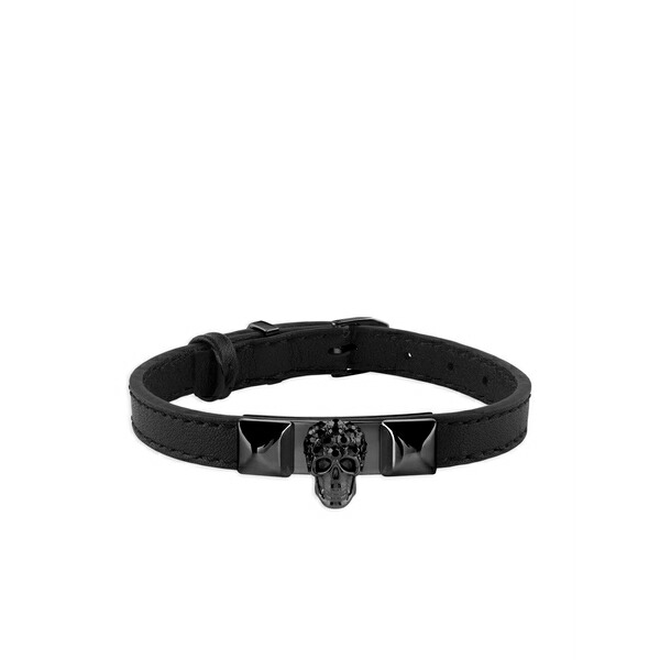 フィリップ飾り気の無い メンズ ブレスレット・バングル・アンクレット 佩び物 Enigma leather bracelet Black