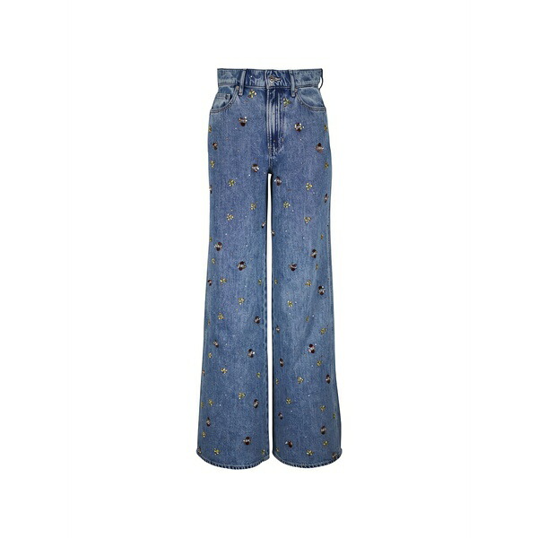 ヴェロニカ ベアード レディース ジーンズズボン下 ボトムス Crystal-embellished wide-leg jeans Blue