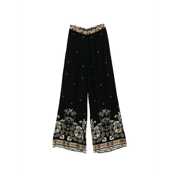 ツイン仕掛ける レディース 心地好いズボン下 ボトムス Floral-print pants Black