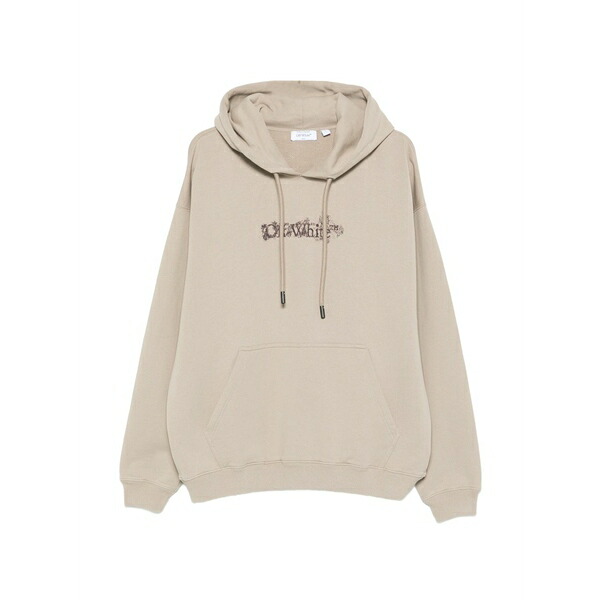 象牙色 メンズ パーカー・スウェットシャツ アウター Floral embroidery hoodie Grey