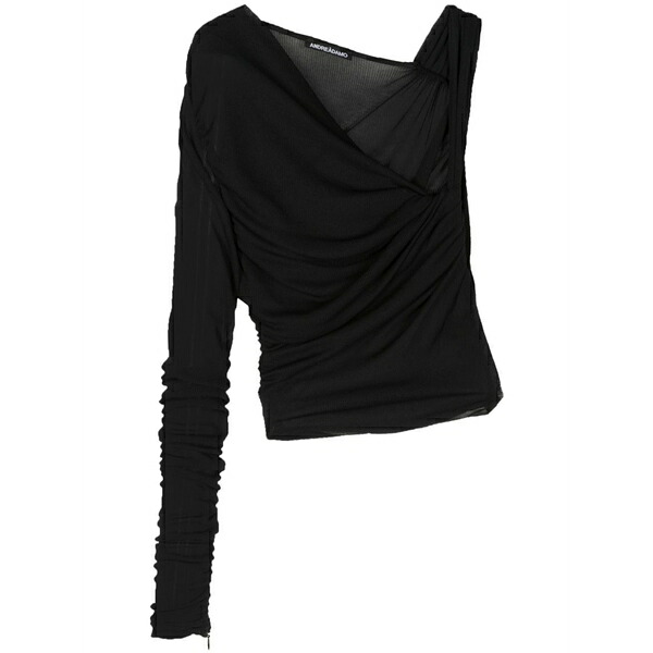 アンドレダモ レディース Tシャツ トップス Asymmetric ribbed jersey top Black｜asty