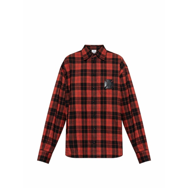 ヴェトモン メンズ シャツ トップス S-simply-check-hgbt checked patch shirt Red｜asty