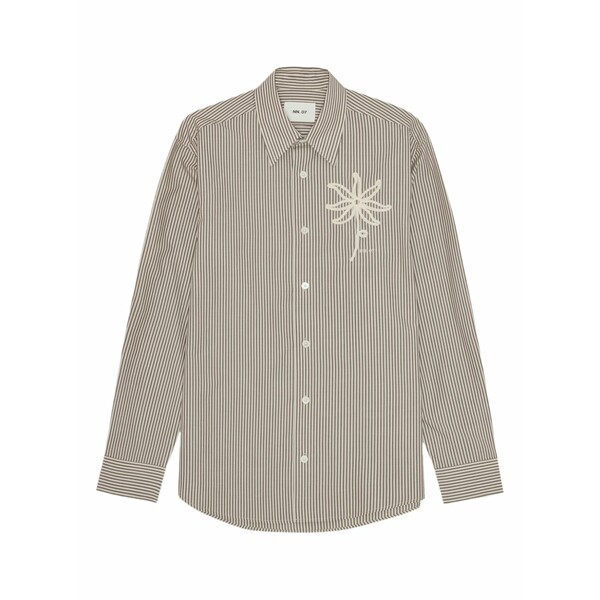 エヌエヌ77 メンズ プルオーバー トップス Embroidered-flower striped shirt Brown