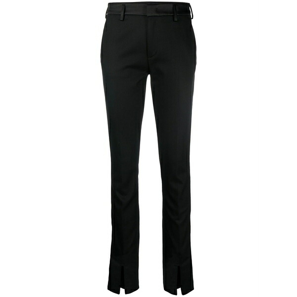 ドンダップ レディース 心地好いズボン下 ボトムス Slit-detailed slim-fit trousers Black