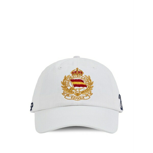 ラルフローレン メンズ 鳥打ち帽 付属物 Embroidered-crest baseball cap White