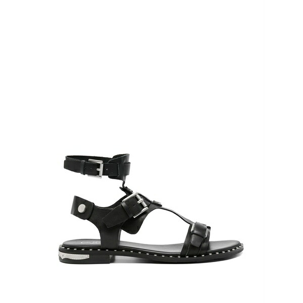 死灰 レディース サンダル シューズ Buckle-fastening studded sandals Black