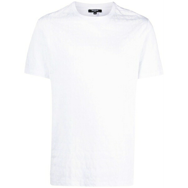 バルマン メンズ ティーシャツ トップス Logo pattern t-shirt White