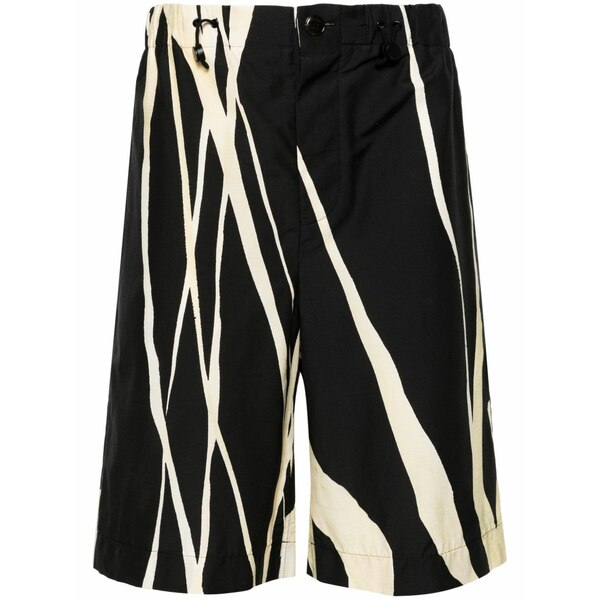 ナヌーシュカ メンズ 心地好いズボン下 ボトムス Drawstring cotton-belnd bermuda shorts Black