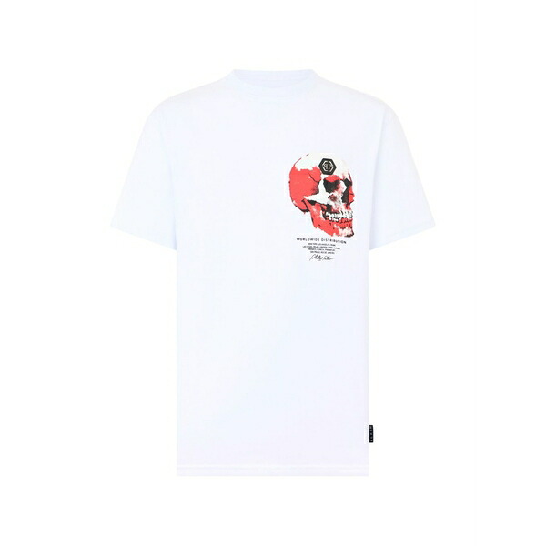 フィリップ飾り気のない メンズ ティーシャツ トップス Skull-print t-shirt White