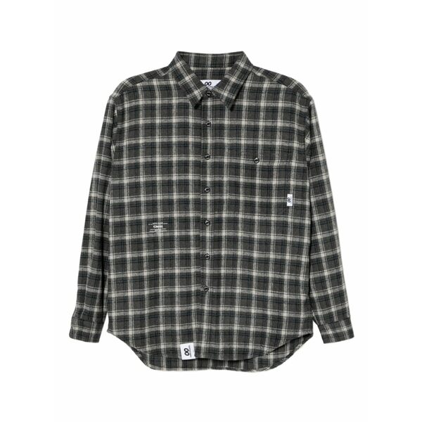 黒茶 メンズ プルオーバー トップス Checked shirt Grey